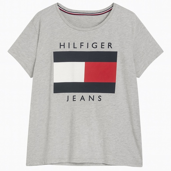 Tommy Hilfiger Light Gray Graphic Tee Size 3XL - Picture 1 of 6